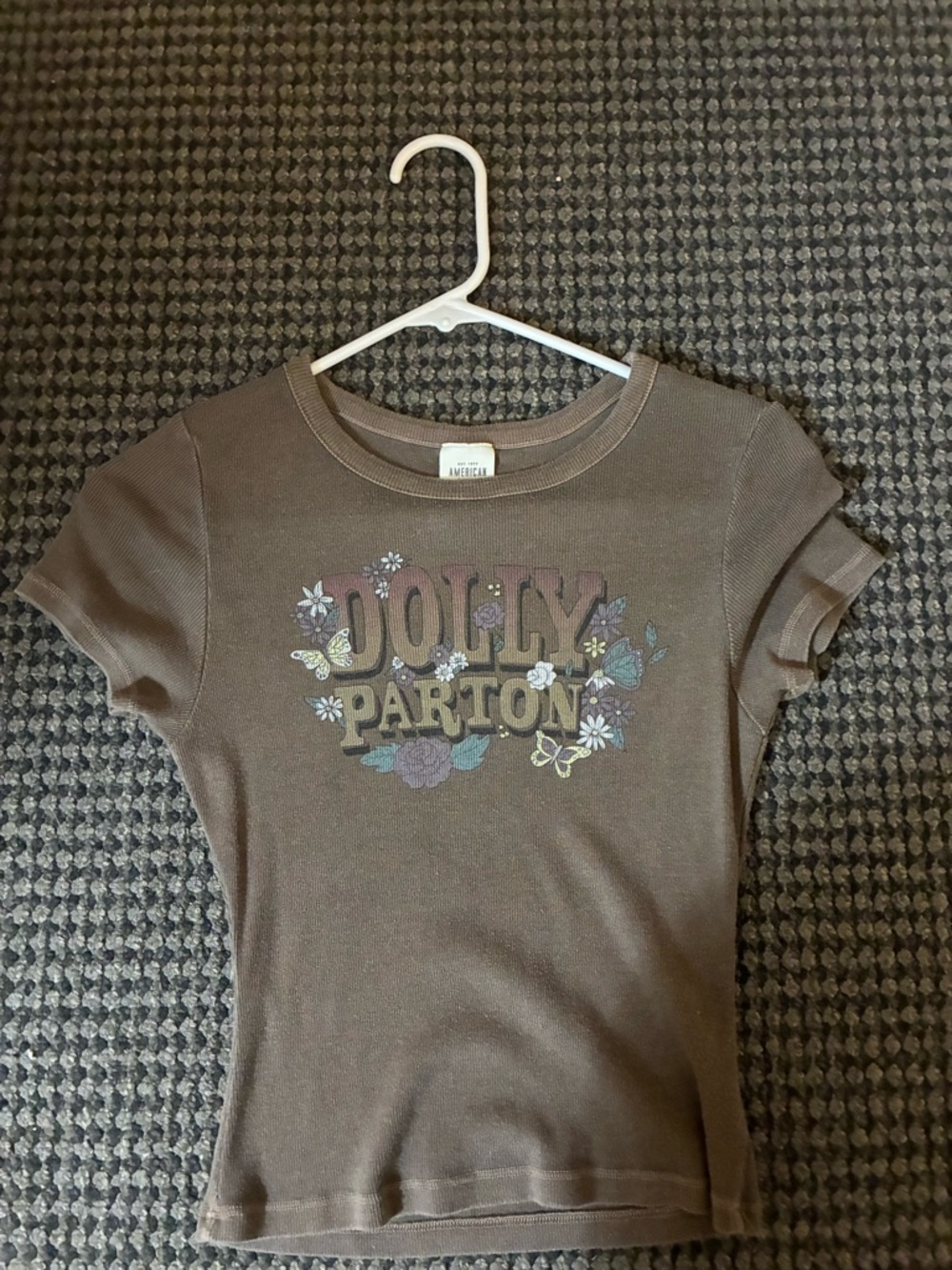 American Eagle Outfitters Brown Short Sleeve 'Dolly Parton' Graphic Tee